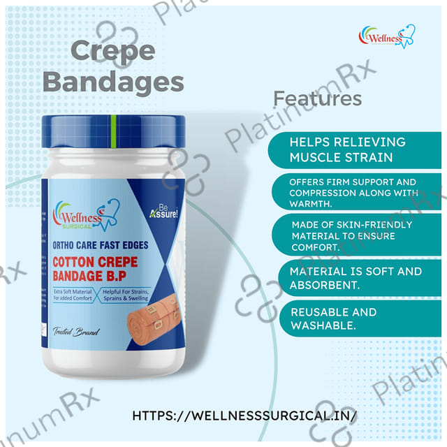Wellness Surgical Ortho Care Fast Edges Cotton Crepe Bandage 6cm x 4m