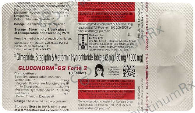 Gluconorm GS Forte 2/1000/50mg Tablet 10s