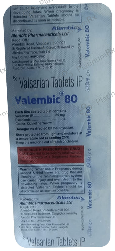 Valembic 80mg Tablet 10s