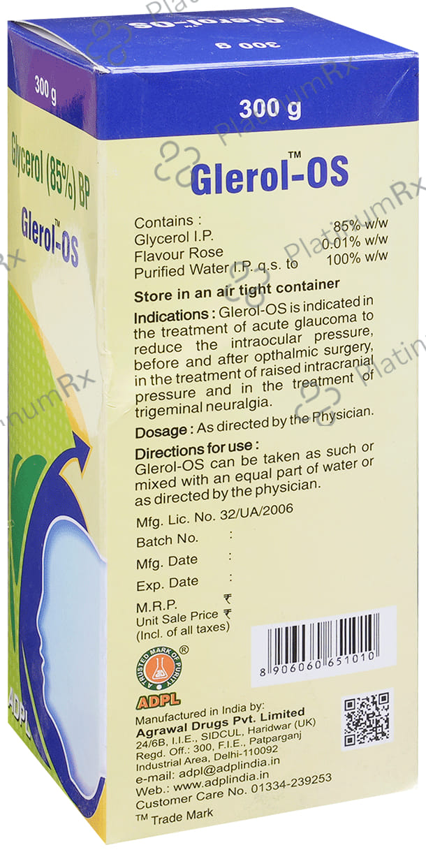 Glerol-OS Gel - Glycerol (85%) BP for Eye Health 300 Gel