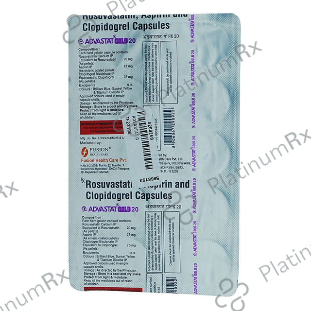 Advastat Gold 20mg Capsule 10s