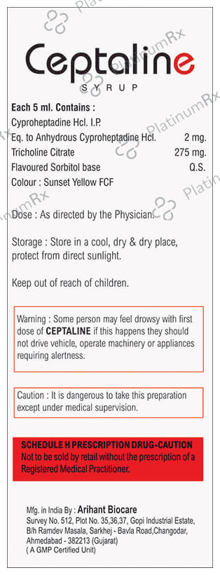 Ceptaline Syrup Sugar Free 200ml