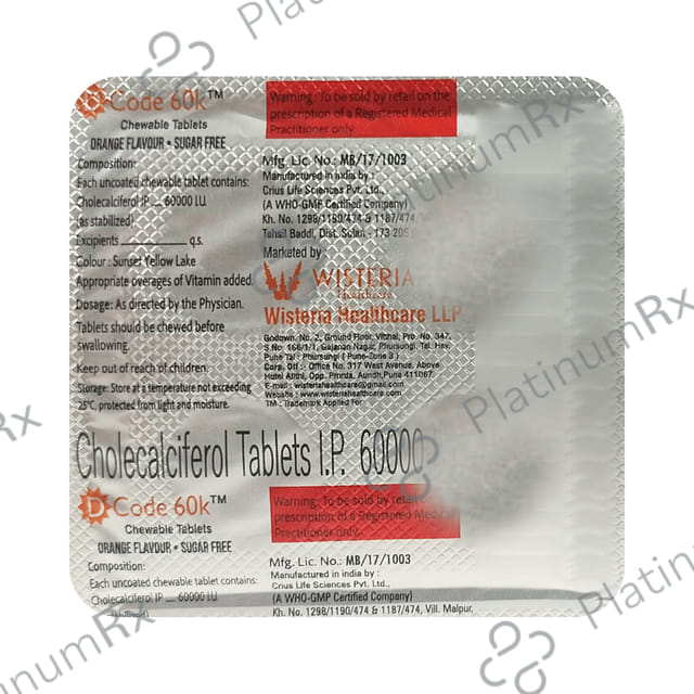 Dcode 60K Chewable Tablet Orange Sugar Free 4s