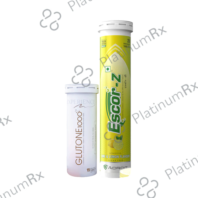 Glutone Glutone 1000 (15)& Escor-Z Lime & lemon Flavour(20) Effervescent Tablet
