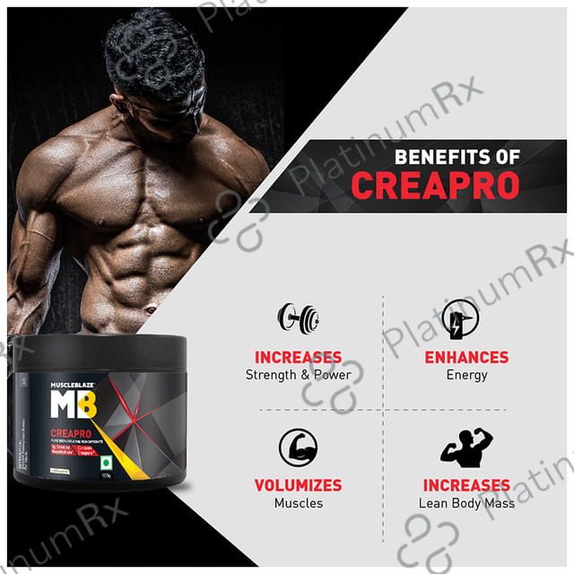 MuscleBlaze Creapro Creatine - With Creapure for Lean Muscles, Energy & Strength - Unflavoured