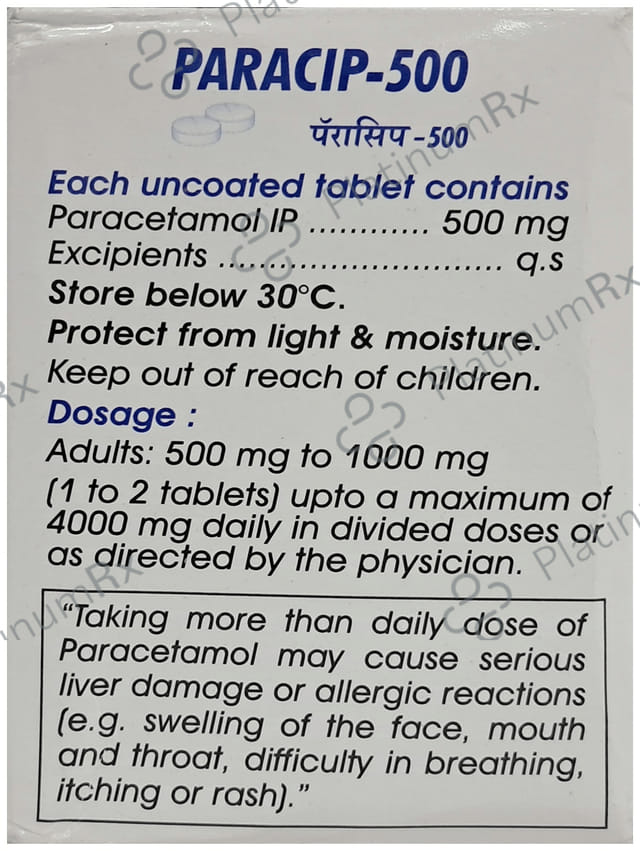 Paracip 500mg Tablet 10s