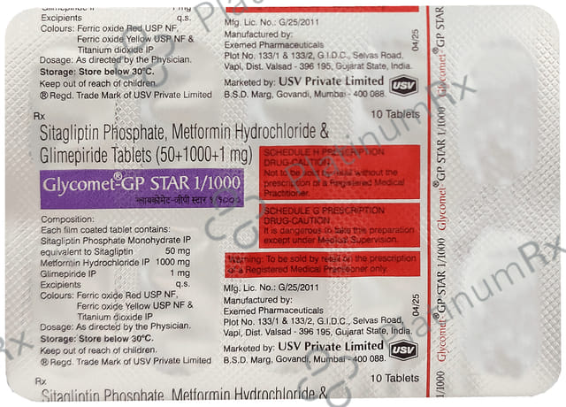 Glycomet Gp Star 1/1000mg Tablet 10s