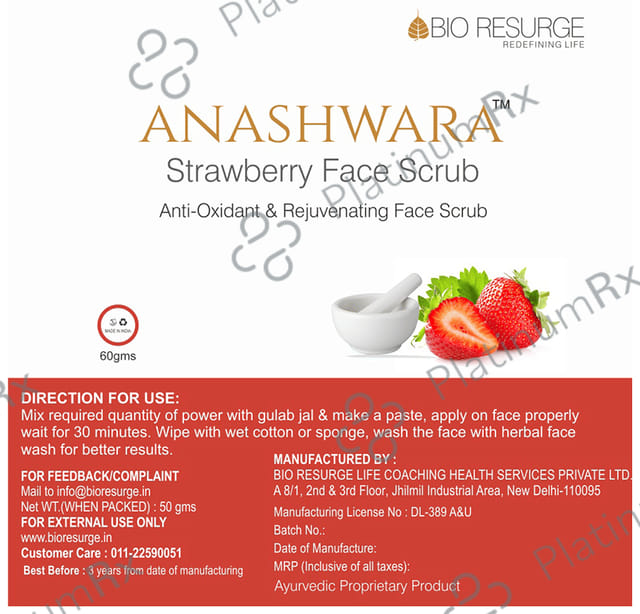 Bio Resurge Anashwara Face Scrub Strawberry