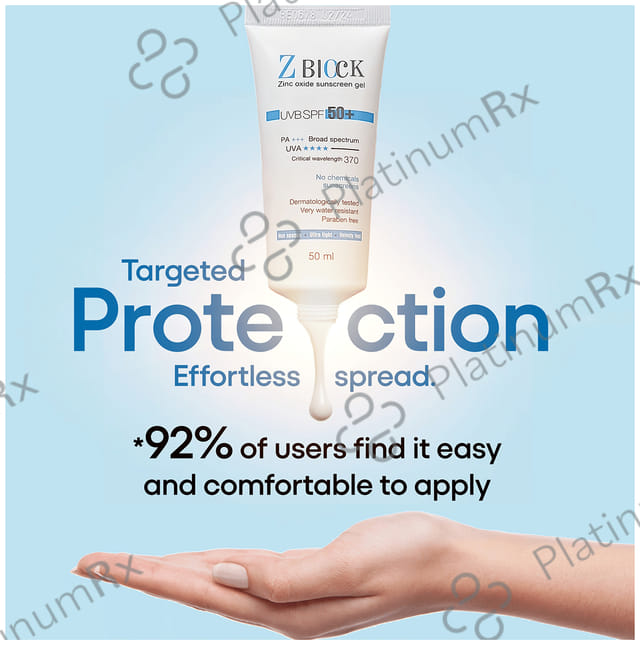 Z Block 25% Zinc Oxide Sunscreen UVB SPF 50+ Gel 50gm
