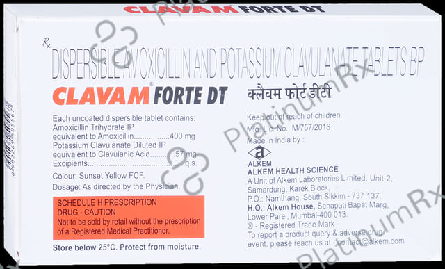 Clavam Forte 400/57mg DT Tablet 10s