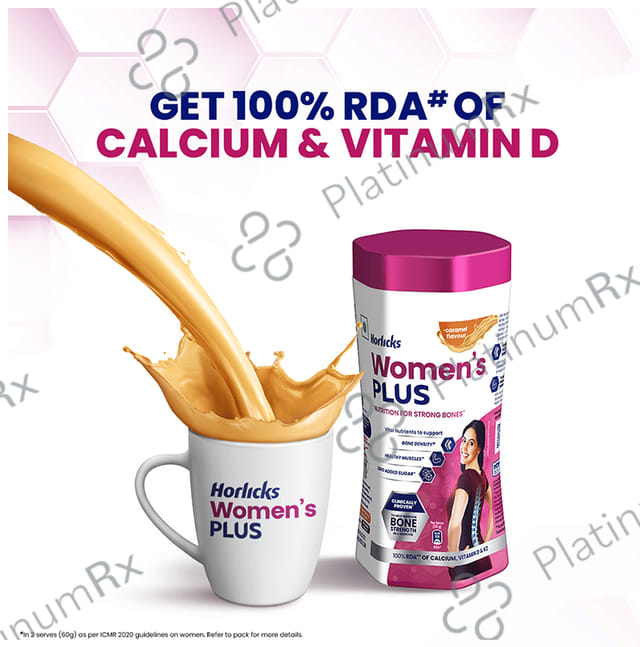 Horlicks Women's Plus with Calcium, Vitamin D & K2 for Strong Bones - Flavour Caramel