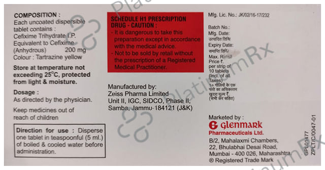 Cefaglen 200mg DT Tablet 10s
