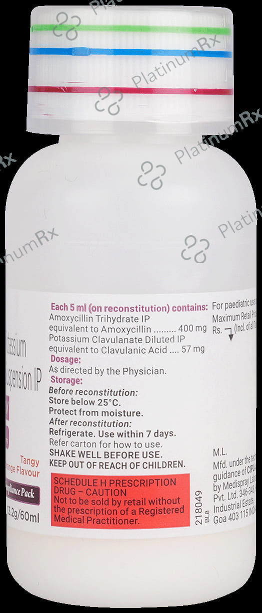 Novamox CV Forte 400/57mg Tangy Orange Syrup 60ml