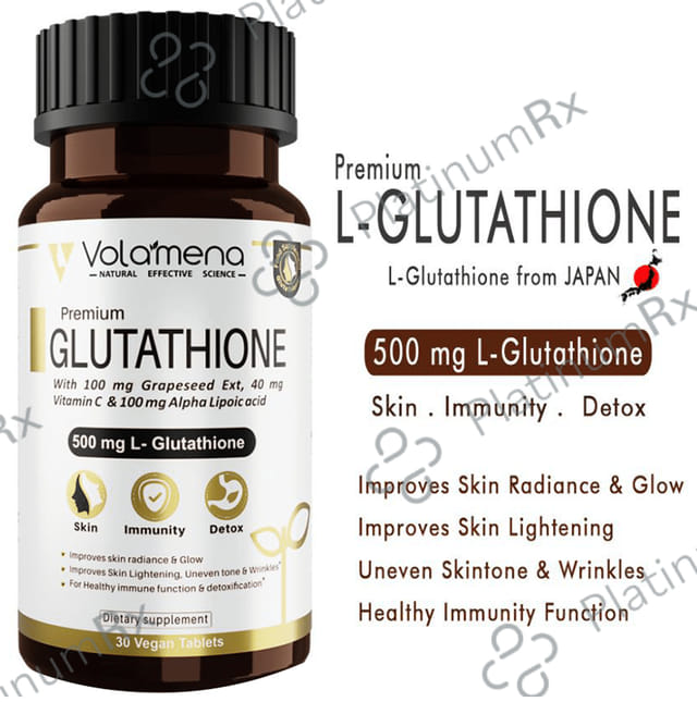 Volamena Premium Glutathione - With Grapeseed Extract, Vitamin C & ALA for Skin, Immunity & Detoxification - Tablet