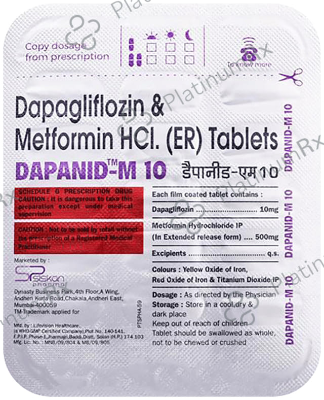 Dapanid M 10/500mg Tablet 15s