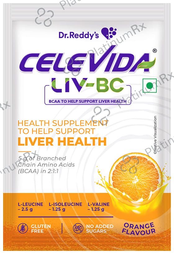 Celevida LIV BC Orange Flavour Sugar Free & Gluten Free Sachet 10X7.5gm