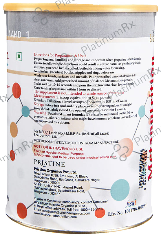 Pristine Balance Metanutrition AAMD 1 Powder (Upto 3 Years) Chocolate
