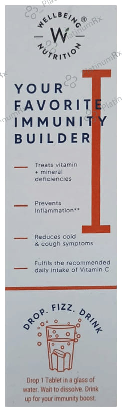 Wellbeing Nutrition Vitamin C Zinc Effervescent Tablet for Immunity & Skin Health - Zesty Orange 1 Bottle