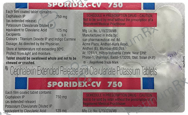 Sporidex CV 750/125mg Tablet ER 10s