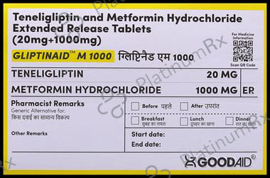Gliptinaid M 1000/20mg Tablet ER 10s