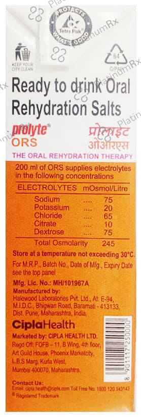 Prolyte ORS Ready To Drink Orange Flavour 200ml