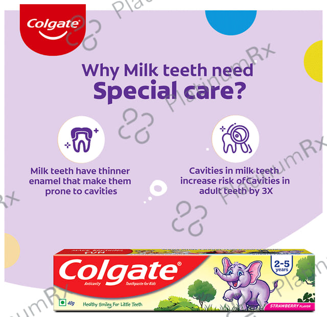 Colgate Kids 2 to 5 Years Anticavity Toothpaste Strawberry Flavour 40gm