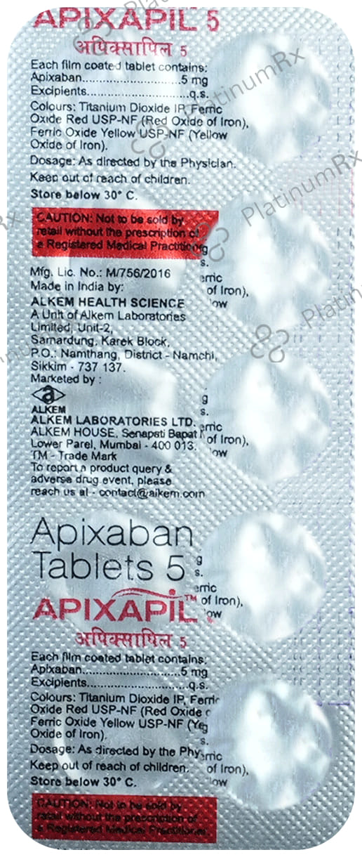 Apixapil 5mg Tablet 10s