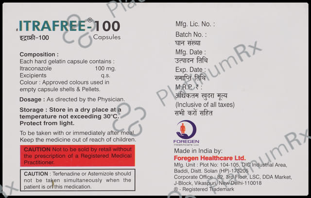 Itrafree 100mg Capsule 4s