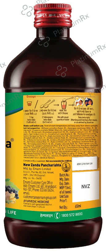 Zandu Pancharishta Ayurvedic Digestive Tonic - Suitable for Diabetics 650 ml