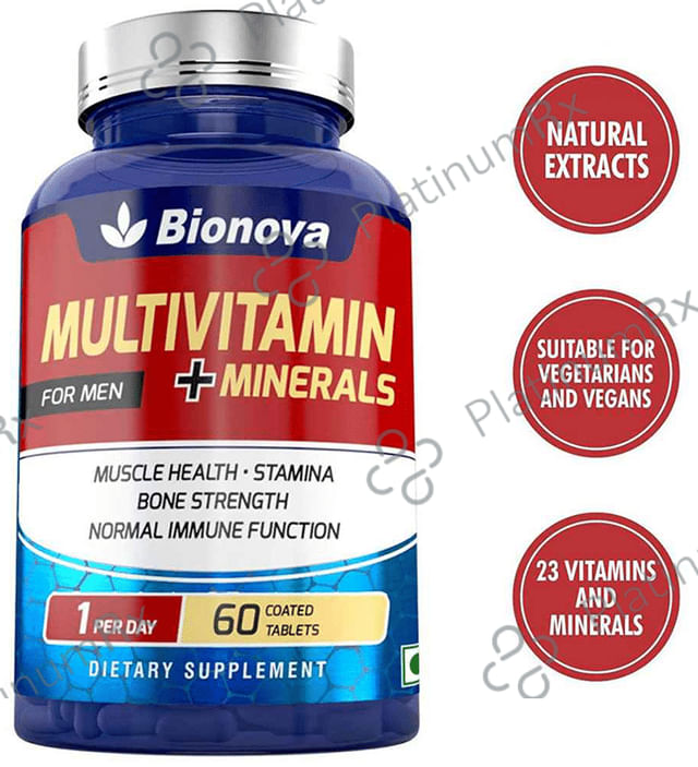 Bionova Multivitamin + Minerals for Muscle Health, Stamina, Bone Strength and Normal Immune Function for Men Tablet for Men