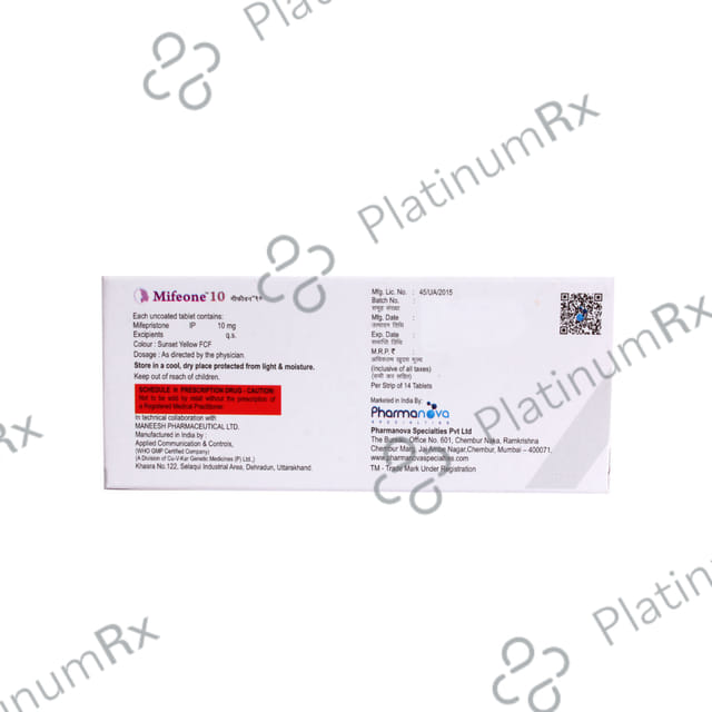 Mifeone 10mg Tablet 14s