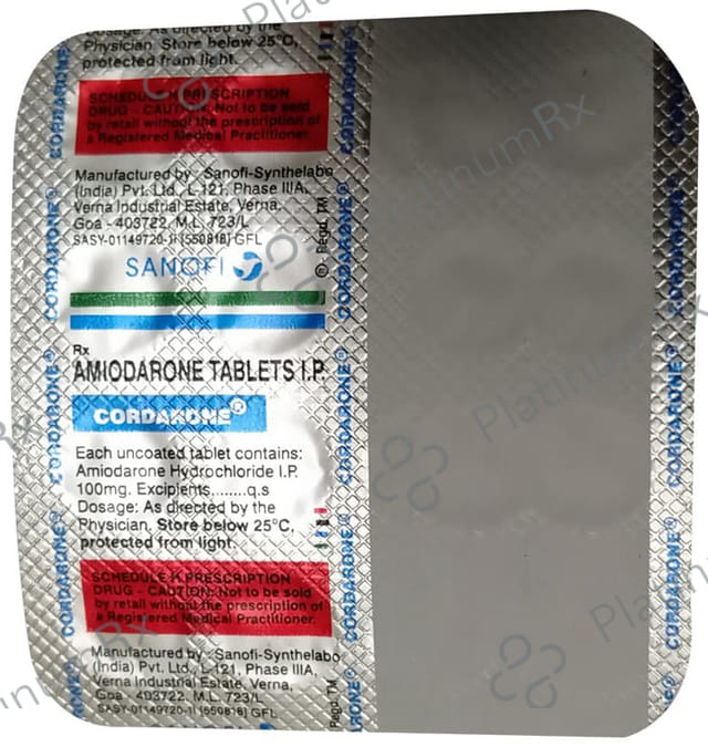 Cordarone 100mg Tablet 15s