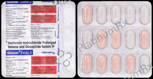 Glimser Forte 2/1000mg Tablet PR 15s