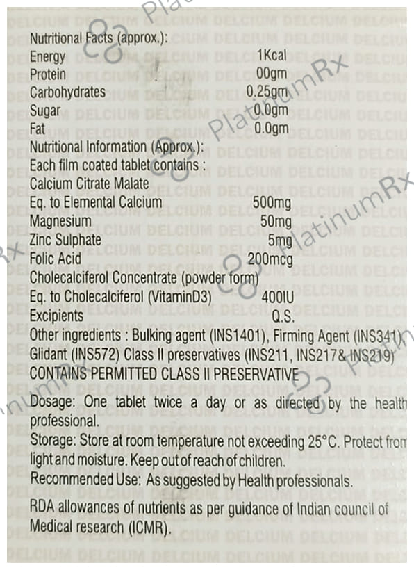 Masvik Delcium Calcium Citrate Malate Vitamin D3 & Folic Acid Tablet 10s