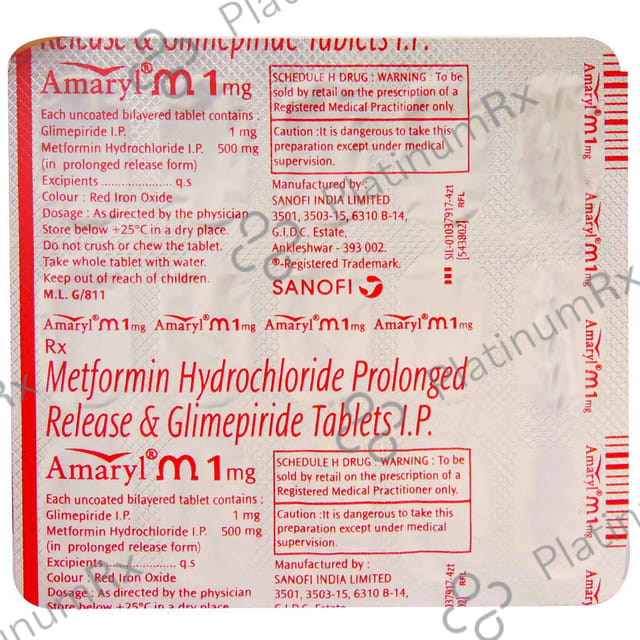 Amaryl M 1mg Tablet PR 15s