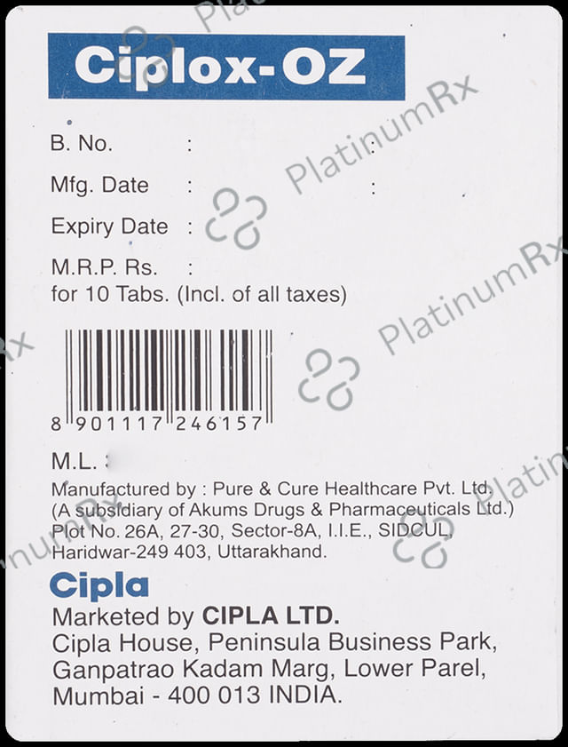 Ciplox OZ 500/500mg Tablet 10s