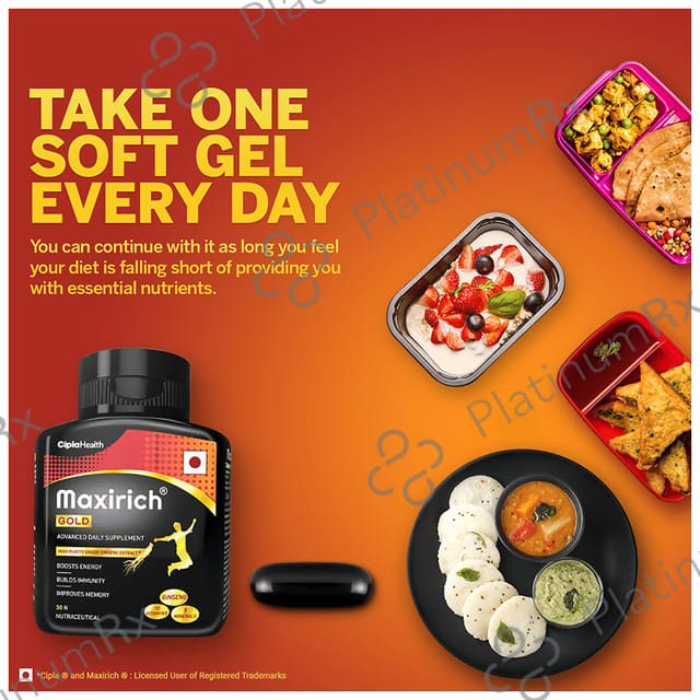 Maxirich Gold Daily Supplement With Ginseng Extract Multivitamin For Energy, Immunity & Memory Capsule 30s