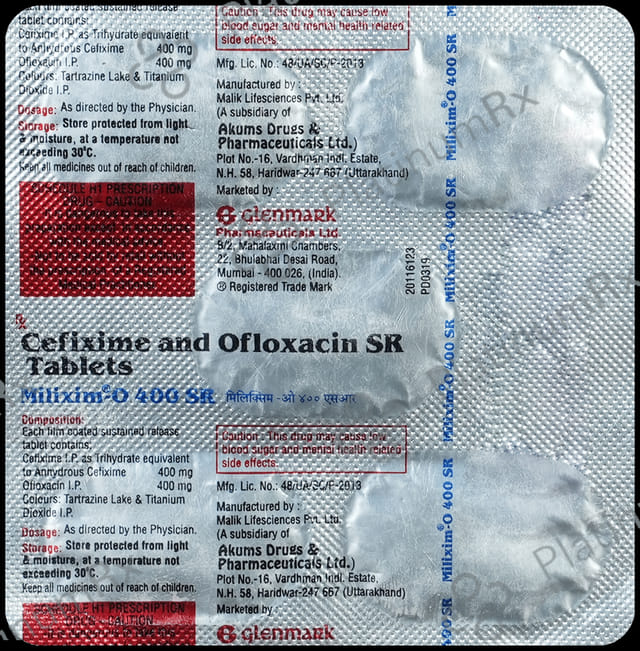 Milixim O 400/400mg SR Tablet 5s