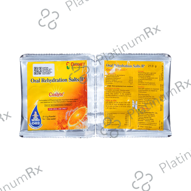 Coslyte Powder with Electrolytes - For Oral Rehydration Therapy 21 Powder