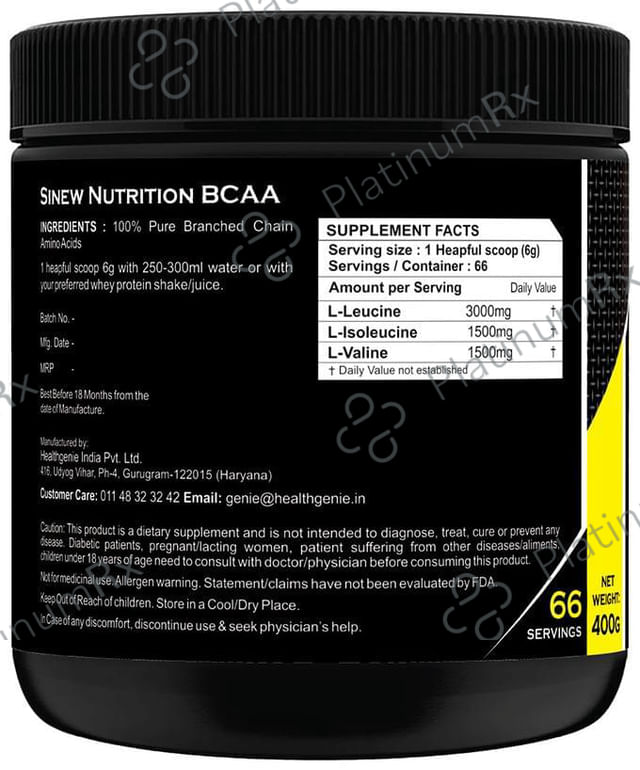 Sinew Nutrition Instantized BCAA 2:1:1 Powder Unflavoured 400 gm