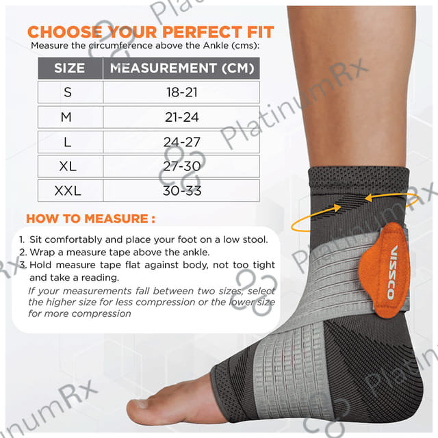 Vissco 2 in 1 Anklet + Binder to support & stability to the ankle Sprain, Swelling Muscle Medium