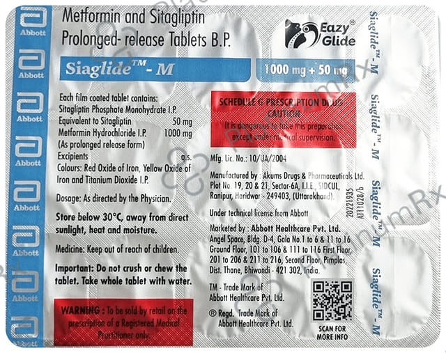 Siaglide M 1000/50mg Tablet PR 15s