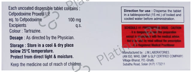 Cefbud 100mg Tablet DT 10s