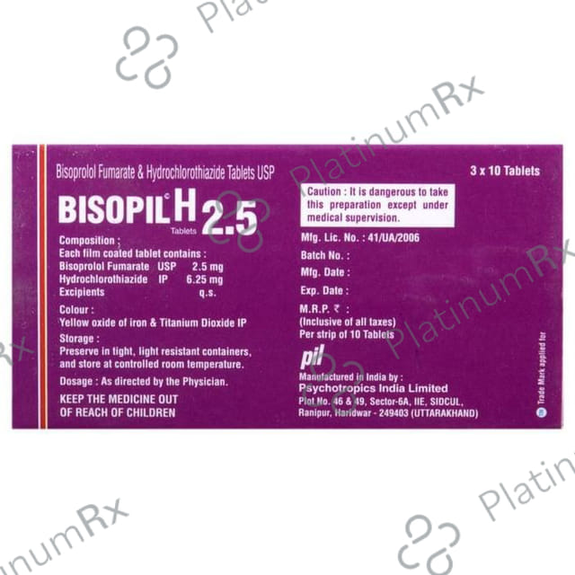 Bisopil H 2.5/6.25mg Tablet 10s