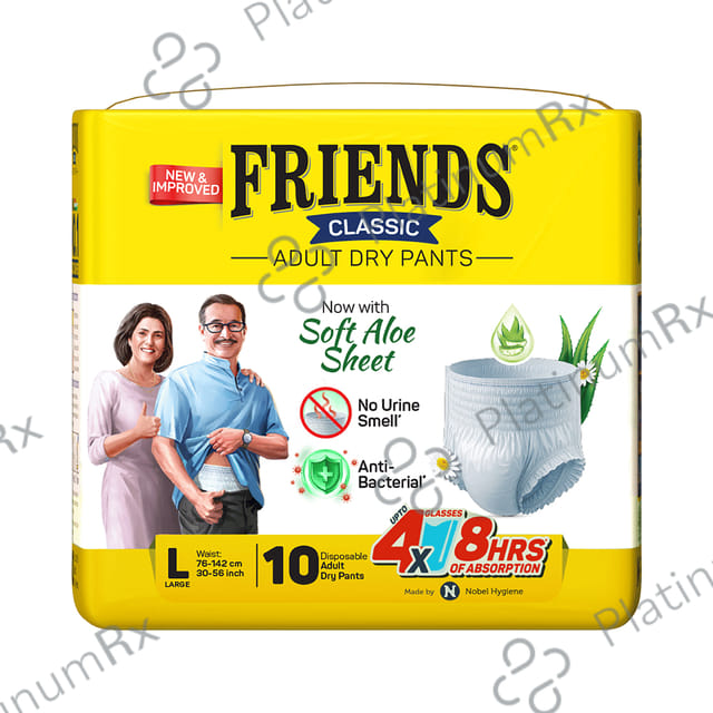 Friends Classic Anti Bacterial & Anti Rash Adult Unisex Dry Pants Large diapers 10s