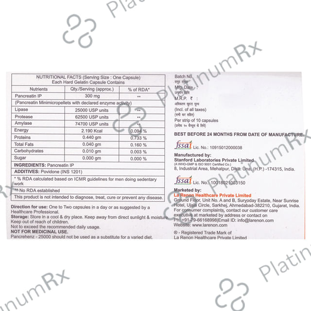 Pancrehenz 25000 Capsule 10s