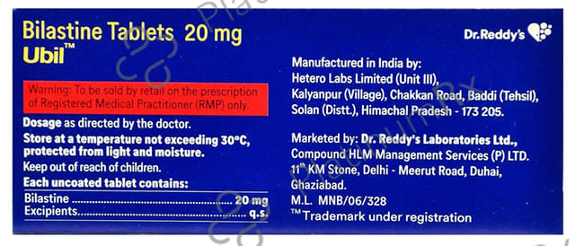Ubil 20mg Tablet 10s
