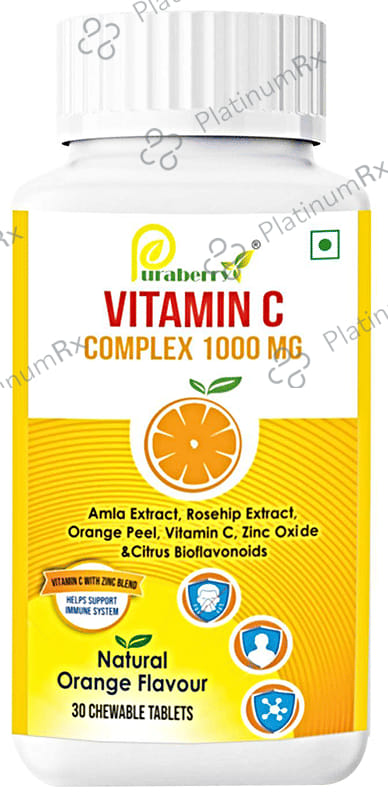 Puraberry Vitamin C Complex 1000mg Chewable Tablet Natural Orange