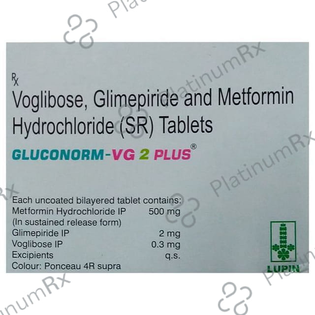 Gluconorm VG 2 Plus 2/500/0.3mg Tablet SR 15s