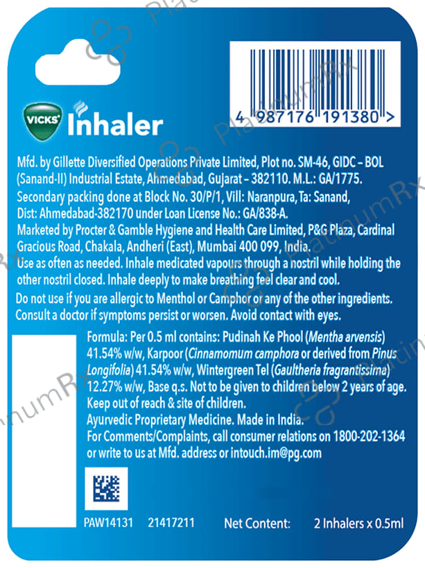 Vicks Inhaler 1ml